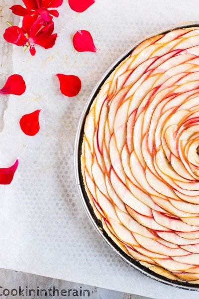 zoom sur la tarte aux pommes et spéculoos