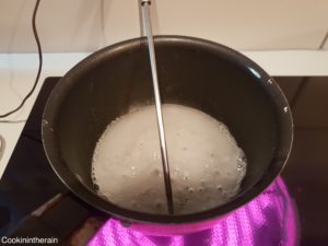 eau et sucre à chauffer