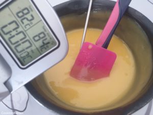 cuisson à 84°C en mélangeant constamment